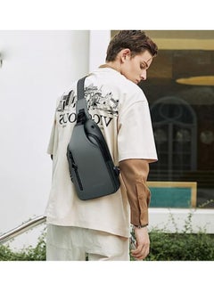 WEIXIER Casual Chest Bag, Ultralight Sling Bag, Business Shoulder Bag with USB Charging Port for Men, Shoulder Bag, Outdoor Sports, Hiking, Cycling, Travel, Waterproof Polyester  - Image 2