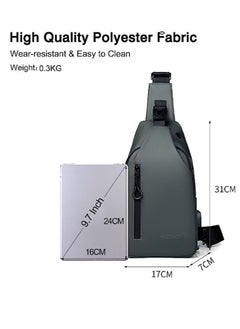 WEIXIER Casual Chest Bag, Ultralight Sling Bag, Business Shoulder Bag with USB Charging Port for Men, Shoulder Bag, Outdoor Sports, Hiking, Cycling, Travel, Waterproof Polyester  - Image 3
