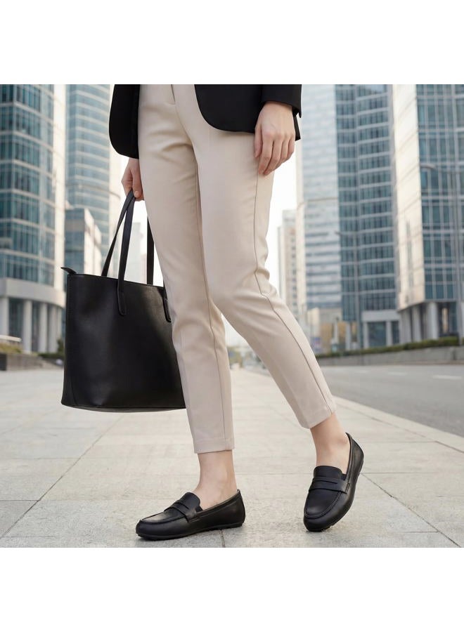 Ecetana Womens Loafers Slip-on Shoes Comfortable Penny Moccasins Dressy Casual Walking Flats for Work Business, Black, 9 - Image 3
