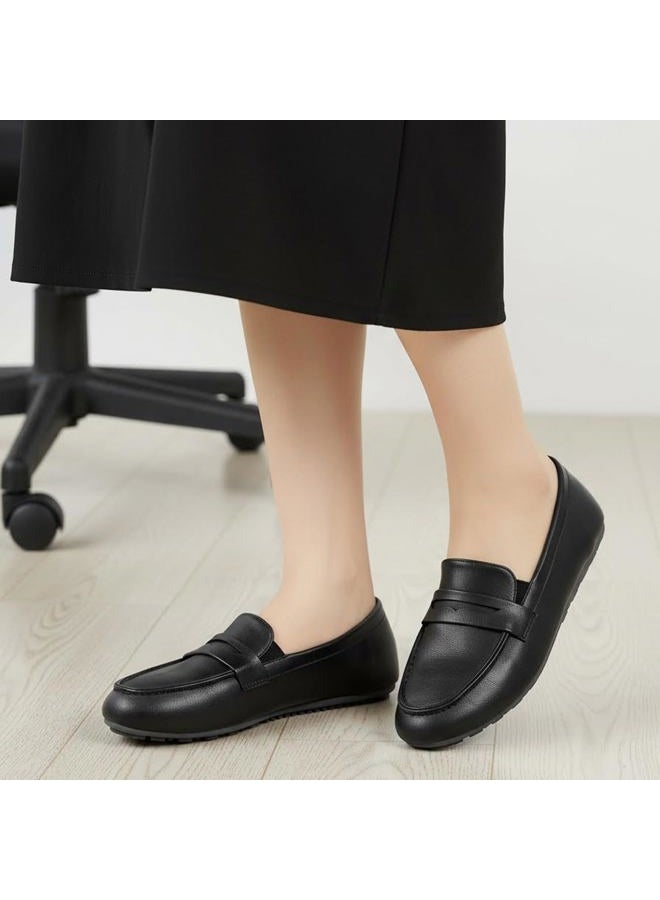 Ecetana Womens Loafers Slip-on Shoes Comfortable Penny Moccasins Dressy Casual Walking Flats for Work Business, Black, 9 - Image 5