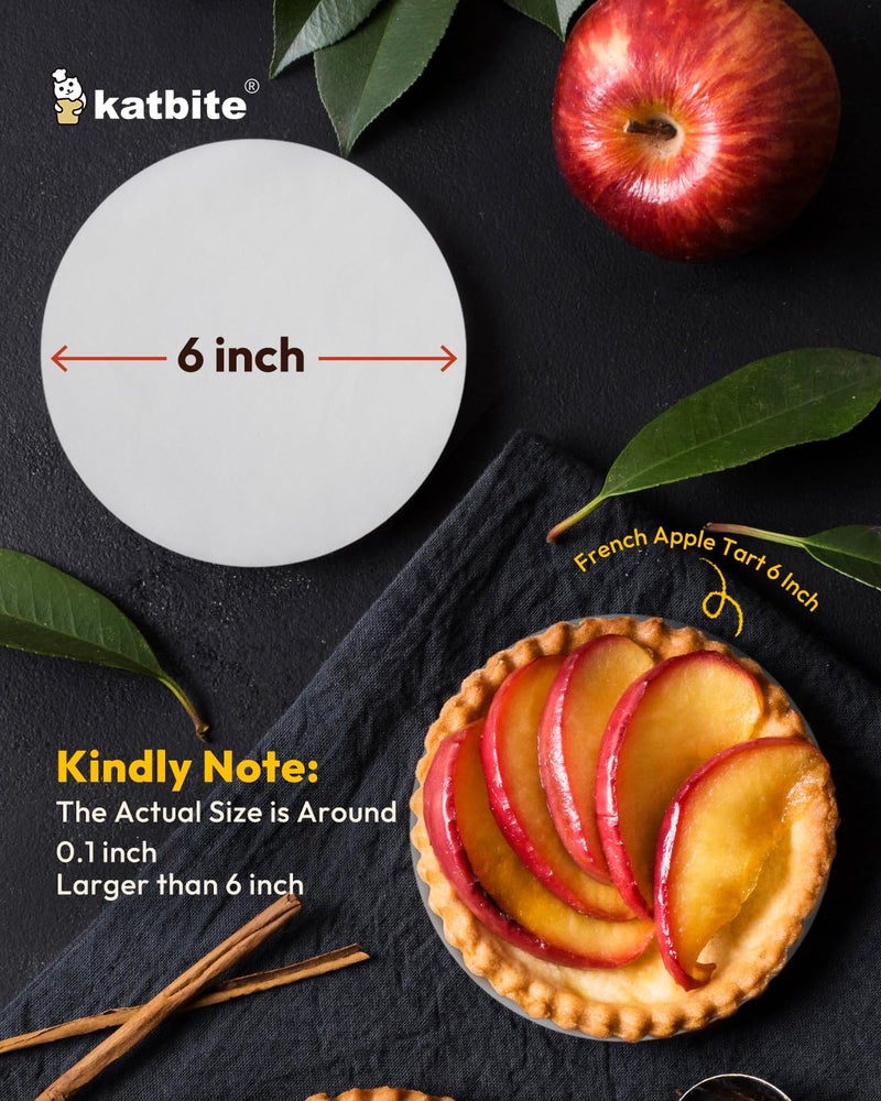 Katbite® 6 Inch 200Pcs Parchment Paper Rounds, Round Baking Sheets Paper, Uses for Cake Baking, Patty Separating, Tortilla Wrapping - Image 3