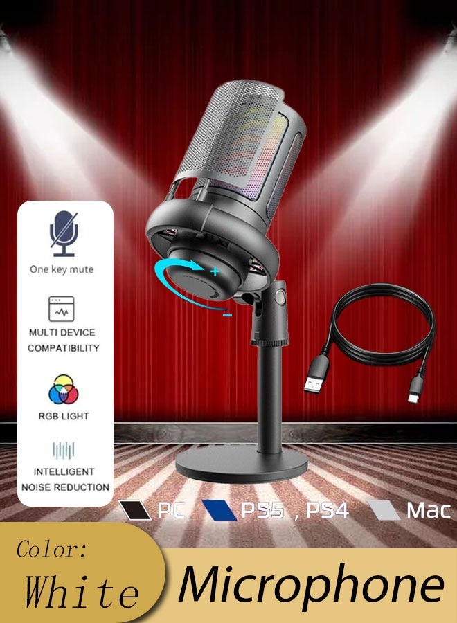 Gaming Microphone With Volume Controlling Pop Filter Shock Mount Monitoring Jack And Quick Mute Condenser Microphone With Rgb Lighting For Ps4/ Ps5/ Mac Usb Microphone For Pc Computer Desktop Microphone For Recording Streaming Twitch Discord Youtube  - Image 1