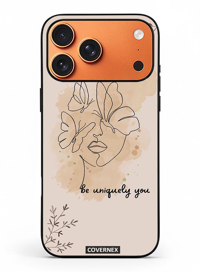 Covernex Apple iPhone 17 Pro Max Protective Case Cover Printed Featuring Be Uniquely You A Face And Butterflies - Image 2