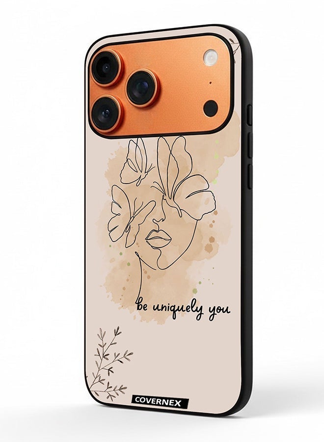 Covernex Apple iPhone 17 Pro Max Protective Case Cover Printed Featuring Be Uniquely You A Face And Butterflies - Image 1