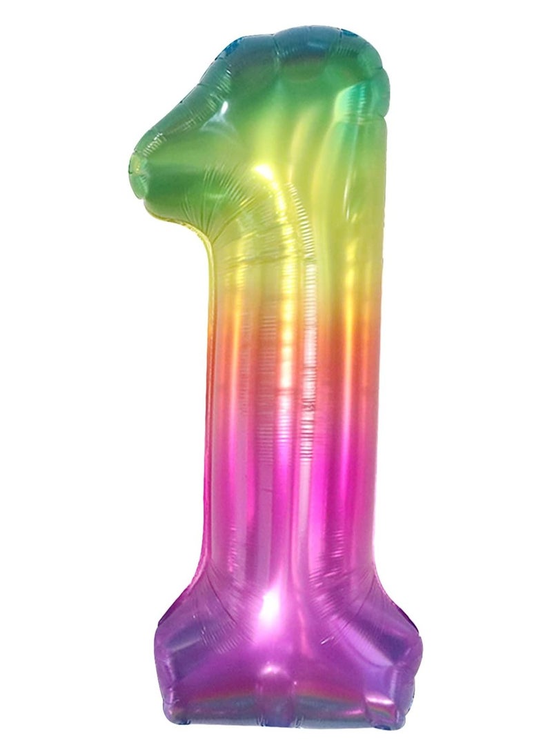 KATCHON - Jelly Rainbow Number 1 Balloon for 1st Birthday and Anniversary Party Decorations - Image 1