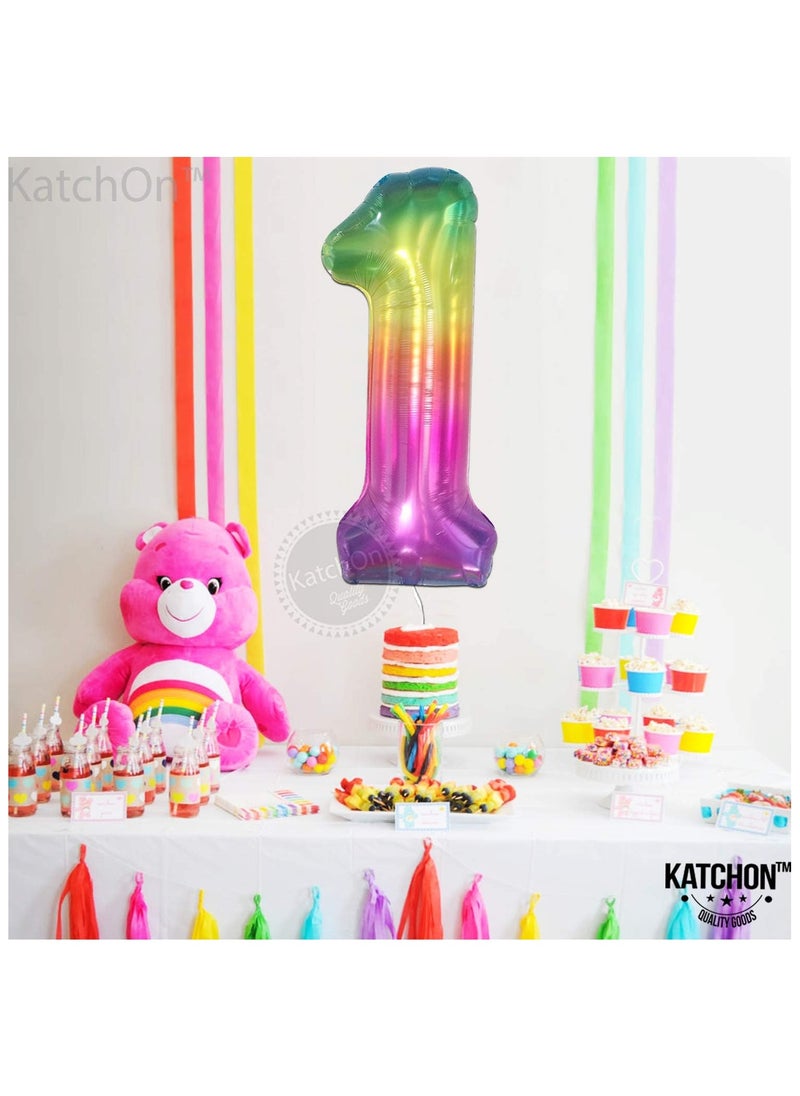 KATCHON - Jelly Rainbow Number 1 Balloon for 1st Birthday and Anniversary Party Decorations - Image 1