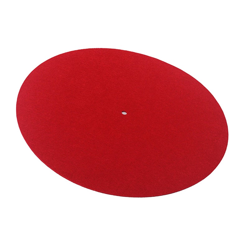📦 لوحة سجادة لفينيل بمشغل أسطوانات قطر مم مصنوعة من الصوف مضادة للكهرباء الساكنة والتذبذب باللون الأحمر - Image 5