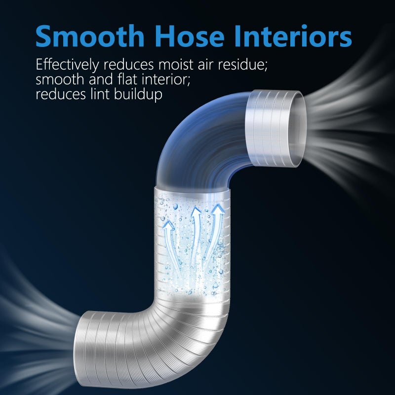 Hon&Guan 4-inch Semi Rigid Dryer Vent Hose, 8 Feet Flexible Aluminum Duct with 2 Clamps, and Aluminum Foil Tape - Image 4