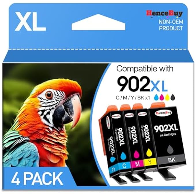 COMPATIBLE 902 902XL INK CARTRIDGES FOR HP PRINTERS REPLACEMENT FOR HP 902XL INK CARTRIDGES COMBO PACK HP902XL WORKS FOR OFFICEJET 6958 6962 6950 PRO 6978 6968 6975 PRINTER 4-PACK - Image 2