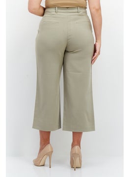 ESPRIT Women Solid High Waist Capri Pants, Pale Khaki  - Image 2
