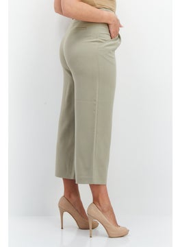 ESPRIT Women Solid High Waist Capri Pants, Pale Khaki  - Image 3