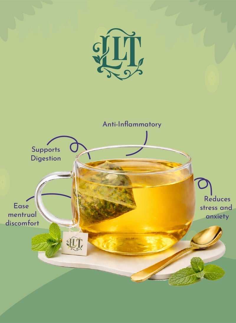 LEAFY LITTLE THINGS Mint Glow Herbal Tea Bags | 100% Spearmint Leaves | Digestive & Hormone Balance Tea | Caffeine-Free | 25 Tea Bags - Image 4