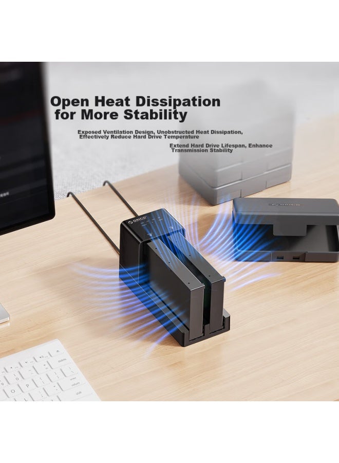 Orico External Hard Drive Dock, Usb 3.0, Offline Copying, 2.5/3.5 Inch Sata/ssd, External Hard Drive Cloner, Dual-bay, 6528us3-c - Image 3