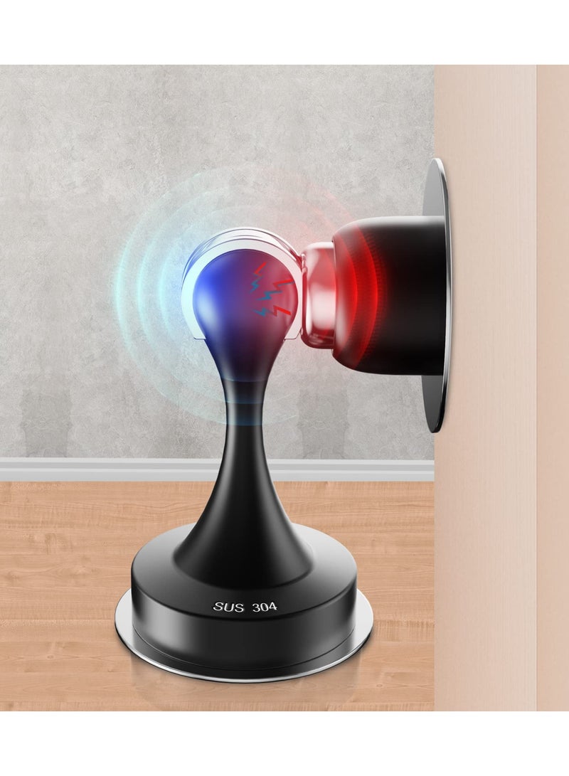 Excefore Door Stopper Wall Protector Black Stainless Steel  Magnetic Stop Catch Double-Sided Adhesive Tape No Drilling Screws for Stronger Mount - Image 1