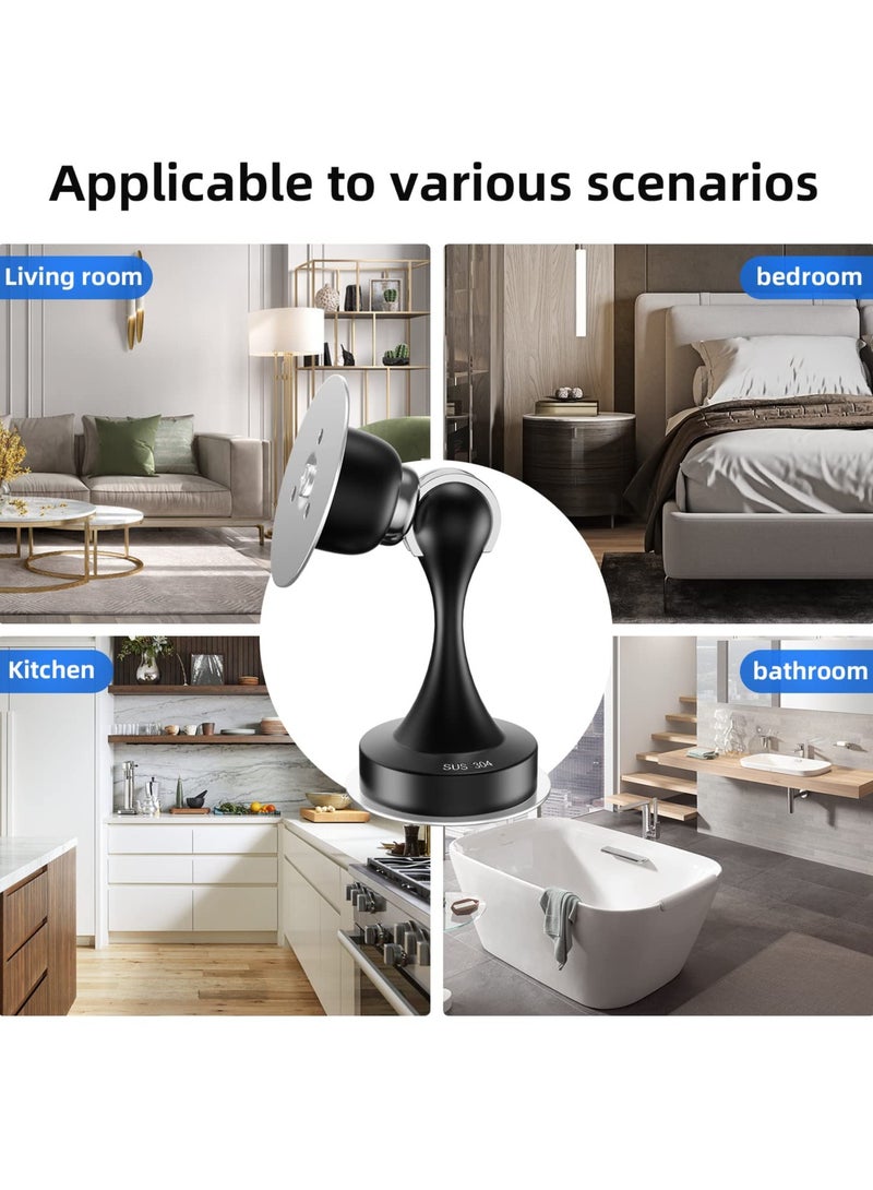 Excefore Door Stopper Wall Protector Black Stainless Steel  Magnetic Stop Catch Double-Sided Adhesive Tape No Drilling Screws for Stronger Mount - Image 2
