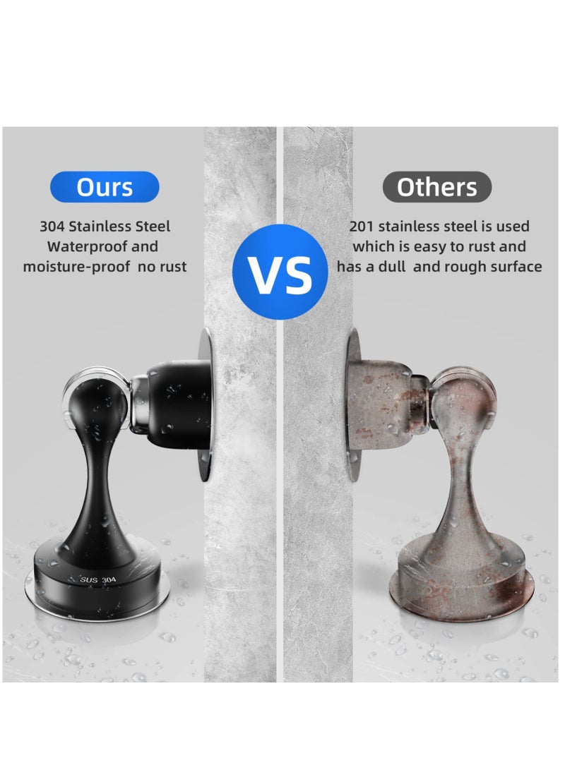 Excefore Door Stopper Wall Protector Black Stainless Steel  Magnetic Stop Catch Double-Sided Adhesive Tape No Drilling Screws for Stronger Mount - Image 3