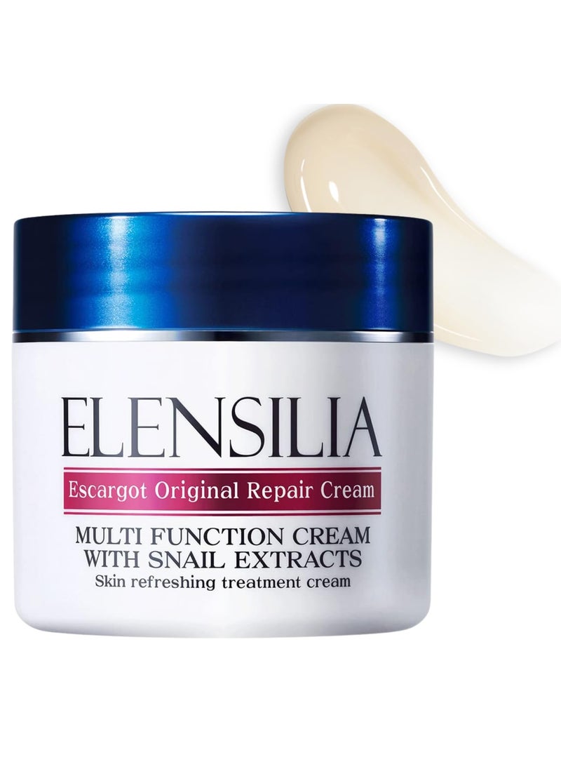 Elensilia Original Escargot Facial Repair Cream 1.76 oz - 80% French Mucin for Moisturizing - Bouncy Gel Texture - Long-Lasting Hydration, Wrinkle and Blemish care - Korean Skincare 