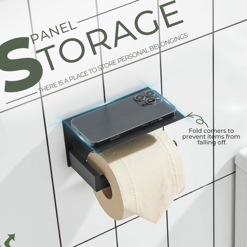 KOKOSIRI Black Toilet Paper Holders with Shelf Bathroom Toilet Paper Roll Holder SUS304 Stainless Steel Wall Mounted  Matte Black  B2010BK - Image 3