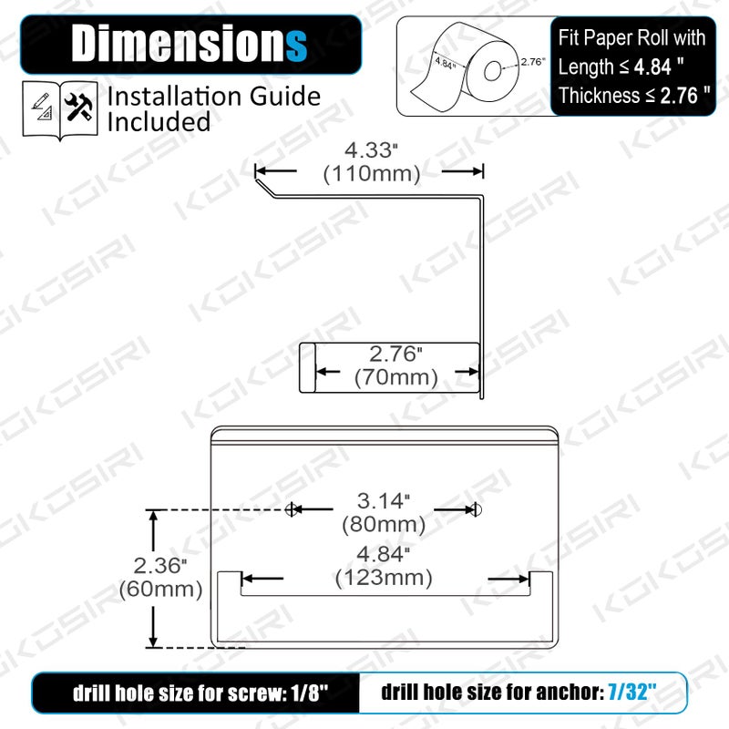 KOKOSIRI Black Toilet Paper Holders with Shelf Bathroom Toilet Paper Roll Holder SUS304 Stainless Steel Wall Mounted  Matte Black  B2010BK - Image 1