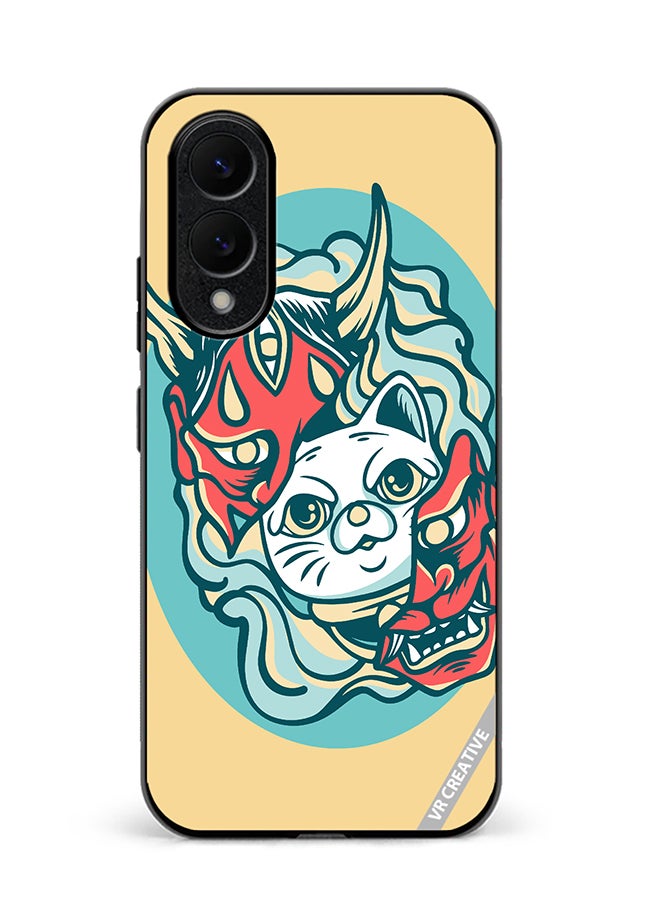 VR CREATIVE Protective Case Cover For Samsung Galaxy S25 Edge Cat In Mask Design Multicolour