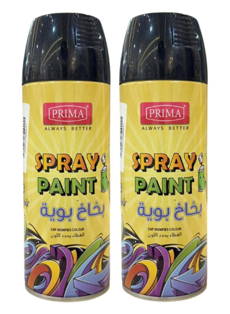 بريما عبوة من 2 طلاء رش متعدد الأغراض أسود 400 مل قطعتين