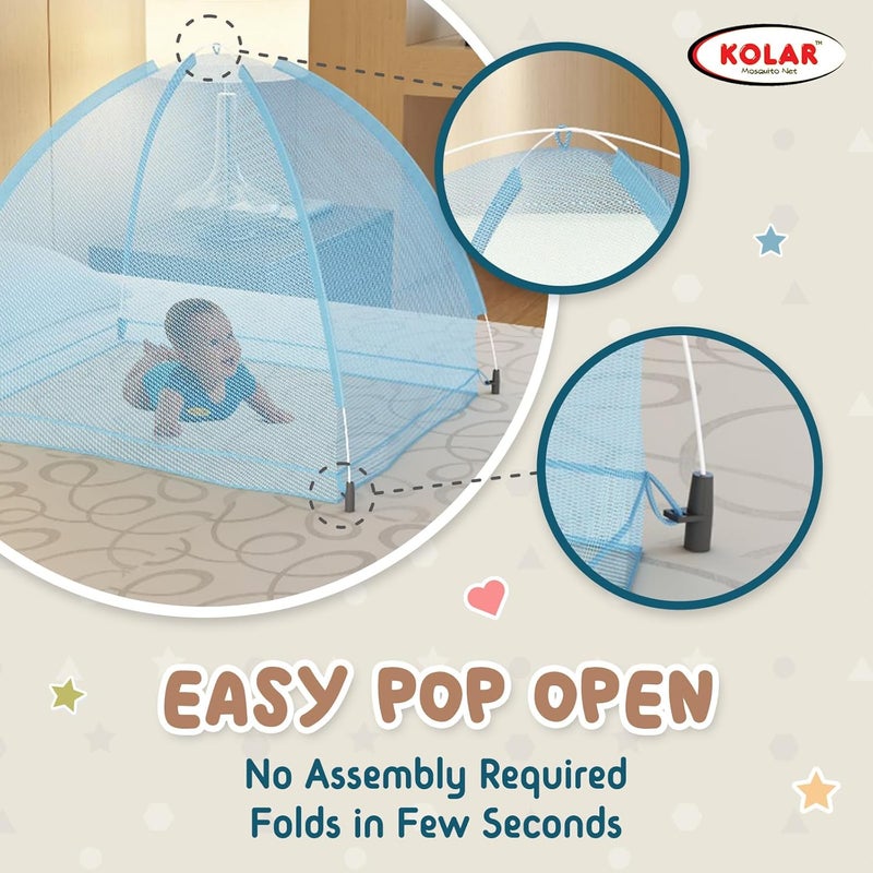 Kolar Baby Mosquito Net | Foldable Tent-Style Bottomless Crib Machardani | Washable Polyester | Durable Corrosion-Resistant Frame | Anti-Bug Protection for Infants | Pink Color - Image 5