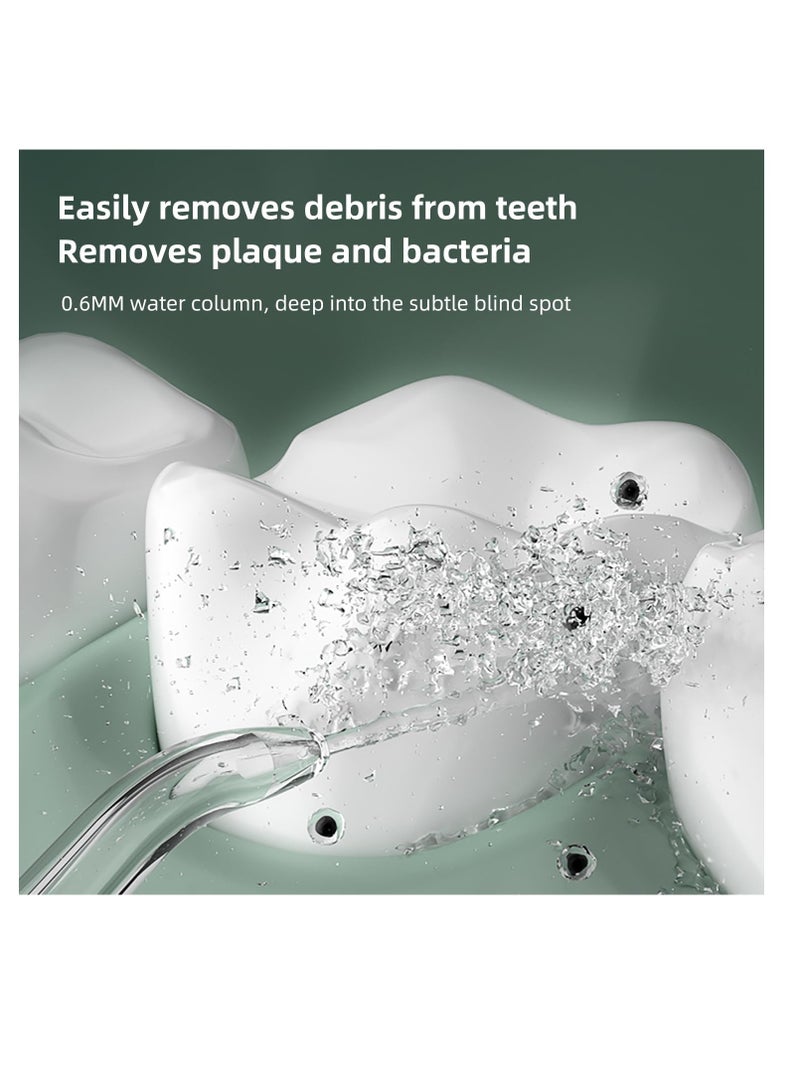 Excefore Water Flossers for Teeth, Water Picks for Teeth Cleaning and Flossing, Portable Dental Water Flosser Teeth Pick with 2 Nozzle, Rechargeable IPX7 Waterproof, Long Battery Life, Green - Image 3