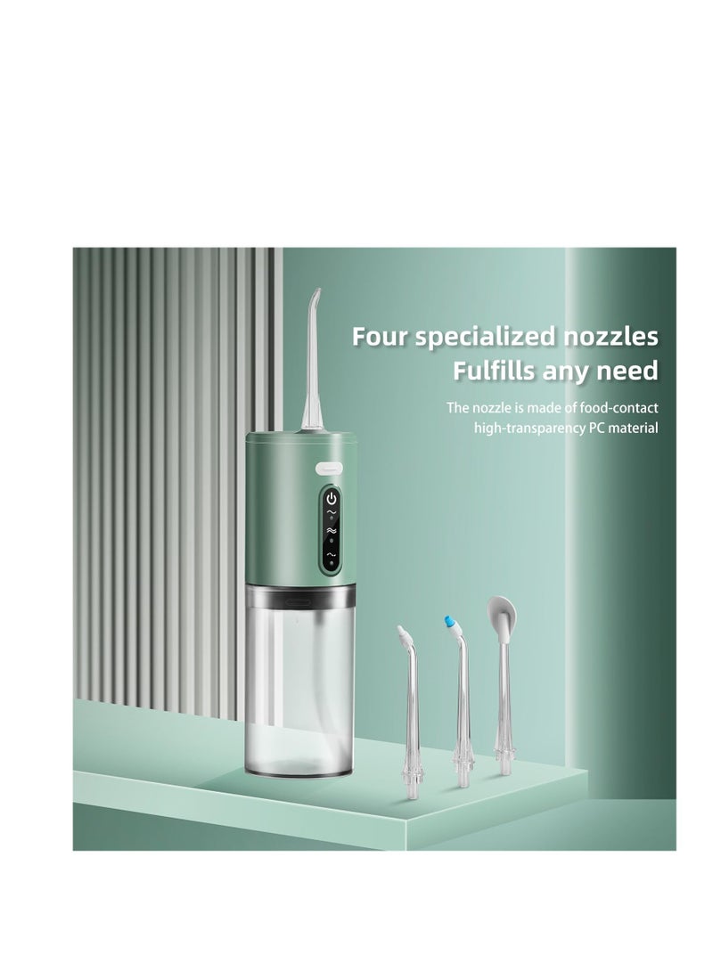 Excefore Water Flossers for Teeth, Water Picks for Teeth Cleaning and Flossing, Portable Dental Water Flosser Teeth Pick with 2 Nozzle, Rechargeable IPX7 Waterproof, Long Battery Life, Green - Image 2