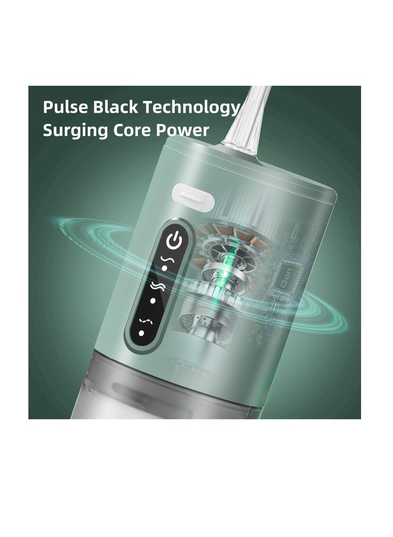 Excefore Water Flossers for Teeth, Water Picks for Teeth Cleaning and Flossing, Portable Dental Water Flosser Teeth Pick with 2 Nozzle, Rechargeable IPX7 Waterproof, Long Battery Life, Green - Image 4