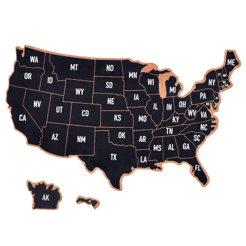 YCCYYCCY Frameless Cork Board Map of The United State, 14" X 11" Bulletin Boards for Walls, Travel Tracker Map for Office, School and Home (US-MAP-2636,NO) - Image 1