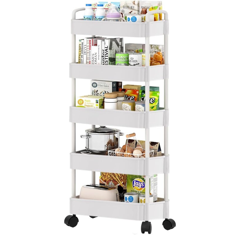 Supvox 5Tier Home Organizer Cart Kitchen Organizer Cart Assembly Organizer Shelf with Wheels Moving Accessories Organizer Home Organizer Cart Bedside Organizer Rack 375x26x72cm - Image 1