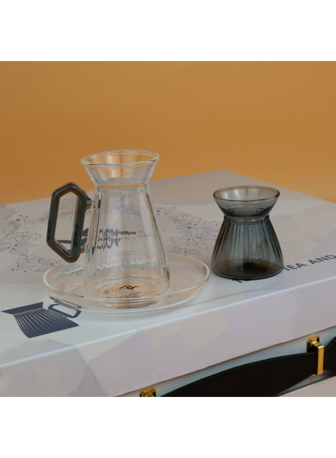Raz 18 Pieces Aura Glass Tea & Coffee Cups Set | Modern Arabic Tea Glasses | Luxury Gift Box - Image 4
