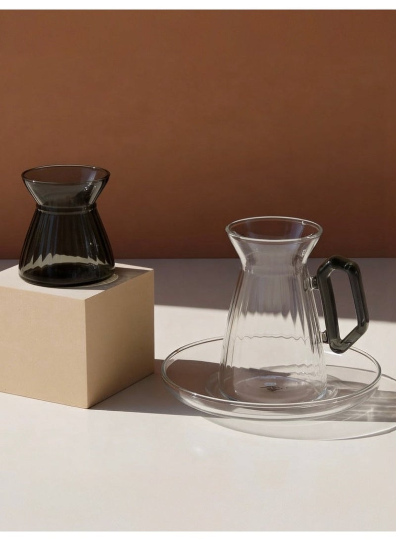 Raz 18 Pieces Aura Glass Tea & Coffee Cups Set | Modern Arabic Tea Glasses | Luxury Gift Box - Image 3
