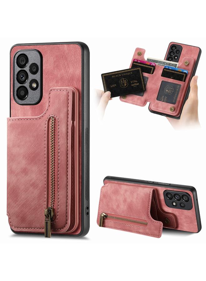 Green Tiger For Samsung Galaxy A23 Retro Leather Zipper Wallet Back Phone Case(Pink)