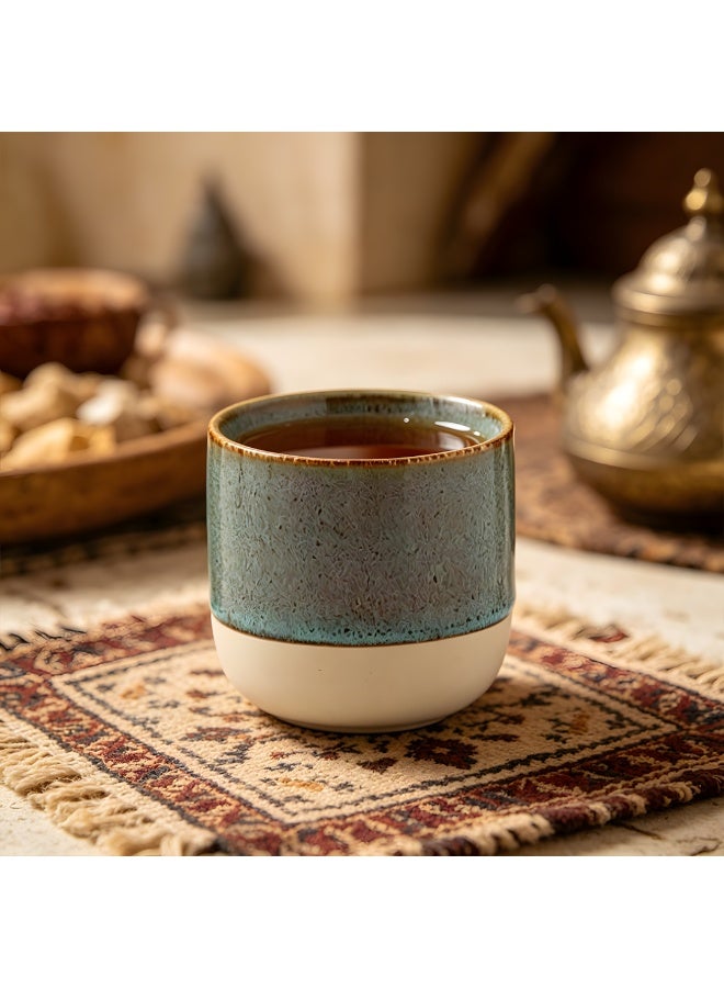 230ml Teal Speckled Glaze Ceramic Coffee Mug, 7.8×6.6cm Heat Resistant Arabic Tea Cup, Rustic Stoneware Drinkware for Home & Office - Image 1
