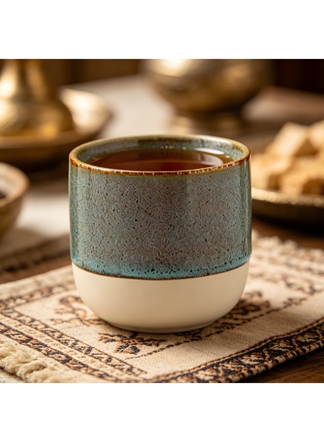 230ml Teal Speckled Glaze Ceramic Coffee Mug, 7.8×6.6cm Heat Resistant Arabic Tea Cup, Rustic Stoneware Drinkware for Home & Office - Image 2