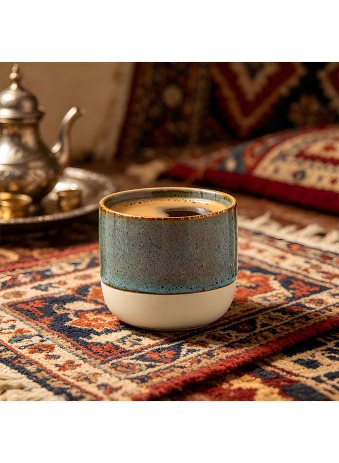 230ml Teal Speckled Glaze Ceramic Coffee Mug, 7.8×6.6cm Heat Resistant Arabic Tea Cup, Rustic Stoneware Drinkware for Home & Office - Image 3