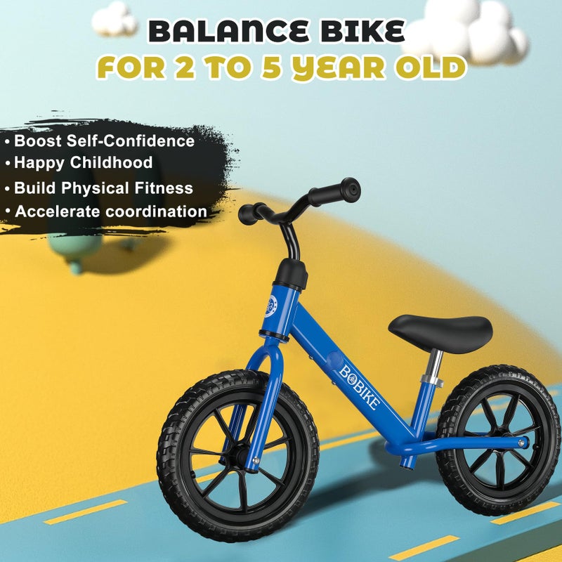 Bobike Toddler Balance Bike Toys for 2 to 5 Year Old Girls Boys Adjustable Seat and Handlebar No-Pedal Training Bike Best Gifts for Kids (Blue) - Image 2