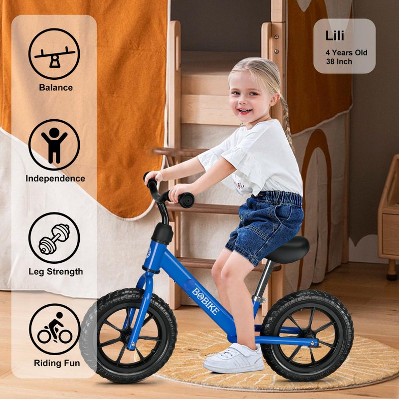 Bobike Toddler Balance Bike Toys for 2 to 5 Year Old Girls Boys Adjustable Seat and Handlebar No-Pedal Training Bike Best Gifts for Kids (Blue) - Image 4