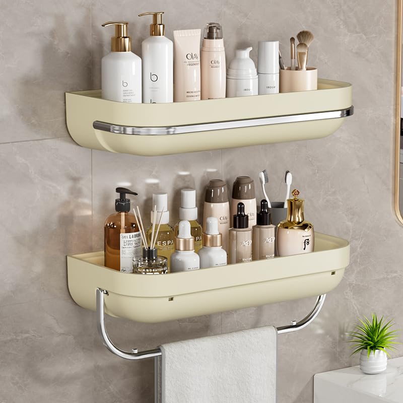 KREPS Modern Bathroom Shelf Organizer Storage for Bathroom Essentials, Stylish and Functional Decor Solution, Luxury Bath Setup with Convenient Shelving (Cream, Flat) - Image 4