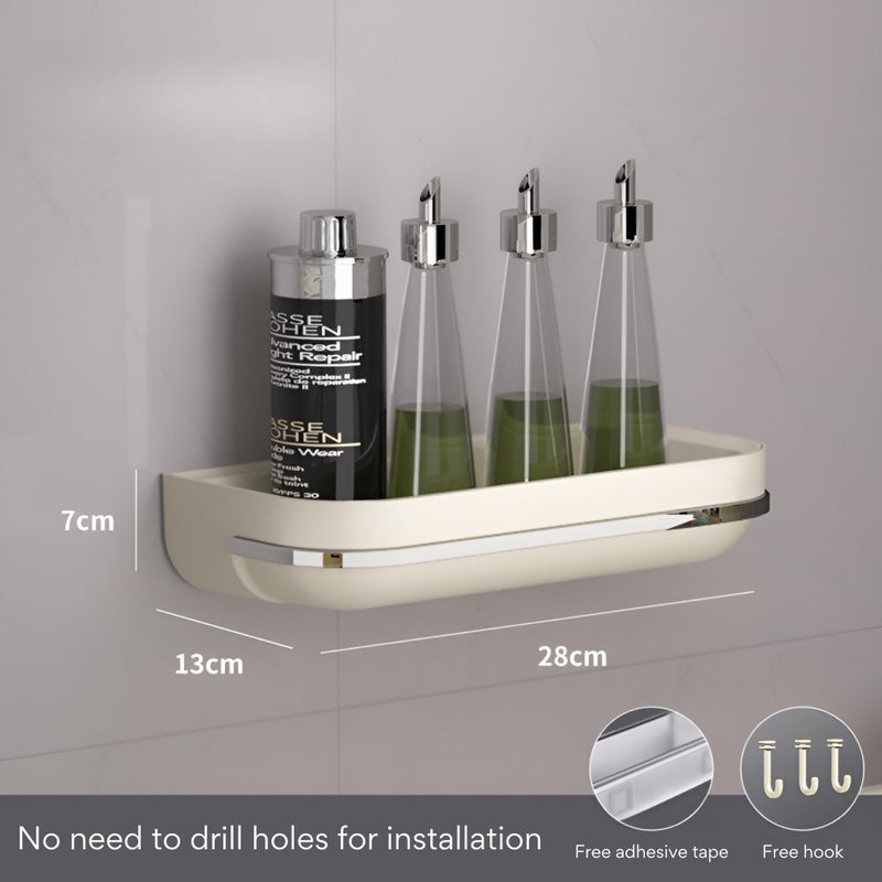 KREPS Modern Bathroom Shelf Organizer Storage for Bathroom Essentials, Stylish and Functional Decor Solution, Luxury Bath Setup with Convenient Shelving (Cream, Flat) - Image 2