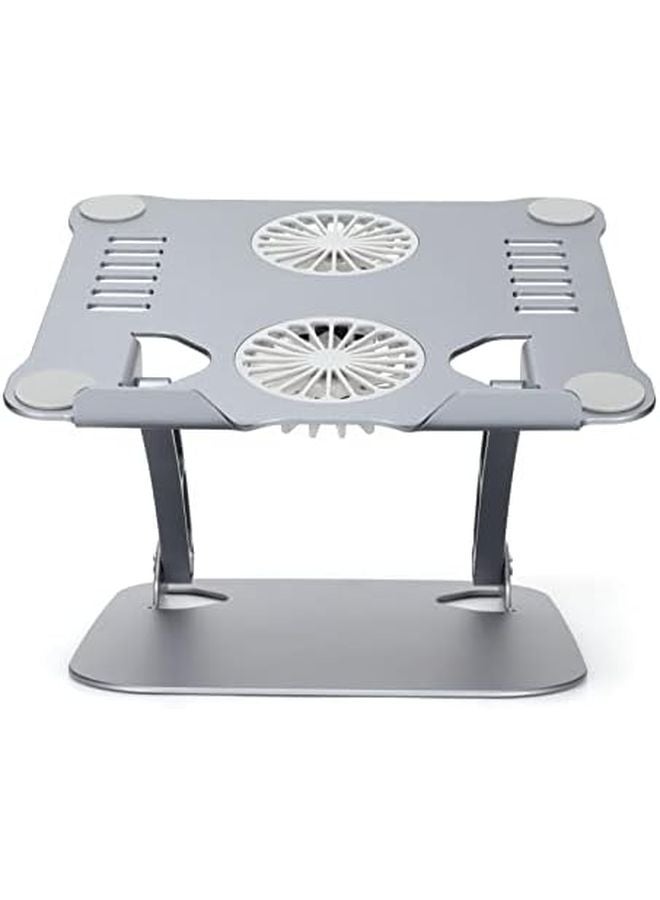 Foldable Aluminum Laptop Stand With Dual Cooling Fans Adjustable For 10 17 3 Inch Gray - Image 2