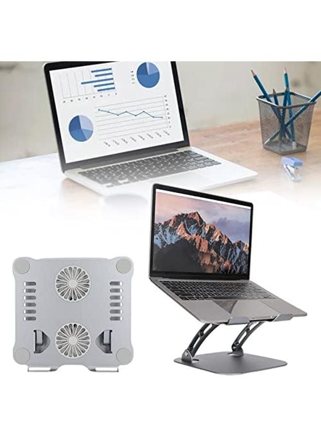 Foldable Aluminum Laptop Stand With Dual Cooling Fans Adjustable For 10 17 3 Inch Gray - Image 4