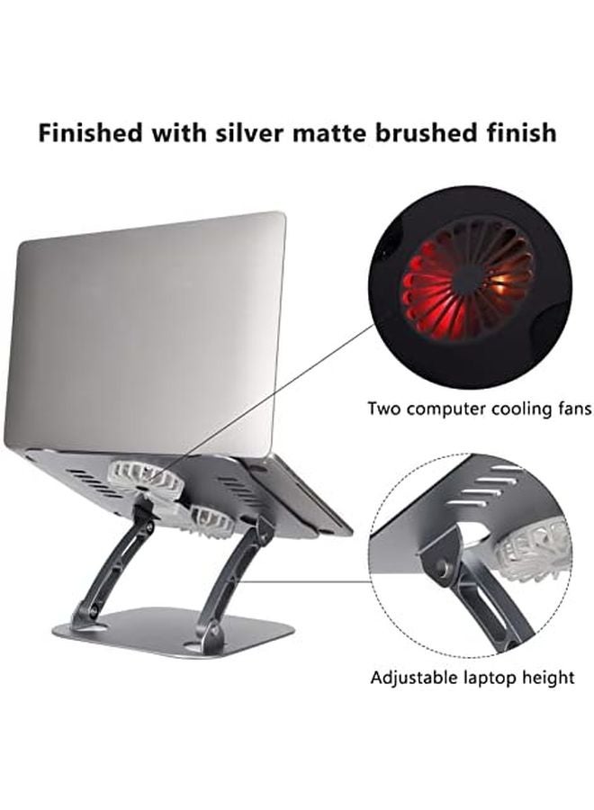 Foldable Aluminum Laptop Stand With Dual Cooling Fans Adjustable For 10 17 3 Inch Gray - Image 5
