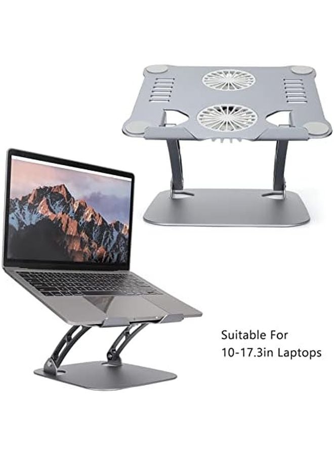 Foldable Aluminum Laptop Stand With Dual Cooling Fans Adjustable For 10 17 3 Inch Gray - Image 3