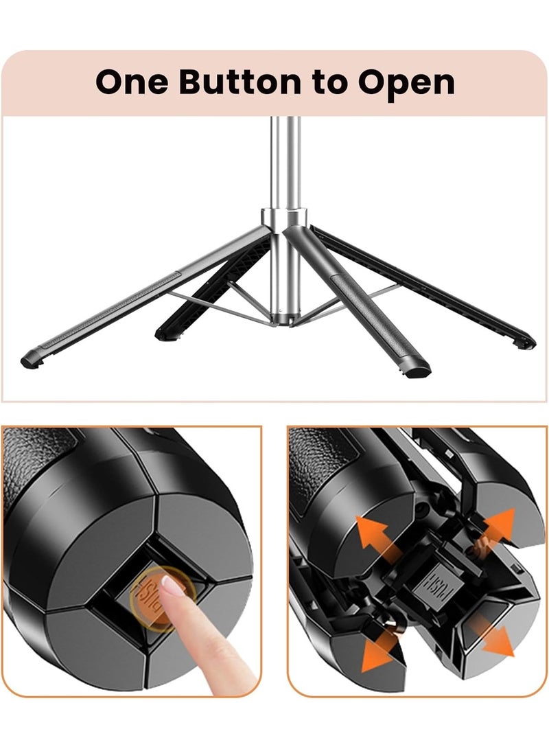 180cm Tripod for iphone, Portable Selfie Stick Tripod with Wireless Remote & 360° Rotating Handle, Phone Stick with One-Click Open for Video Recording, Vlogging, Live Streaming(S25)  - Image 2