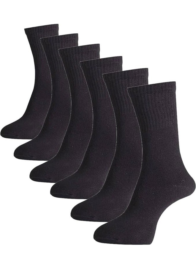 Tango Men's Everyday Cushion Comfort Crew Socks - Multipack - Free Size EU 40-45 (ALL BLACK - 6 Pairs Pack, 6)  - Image 1