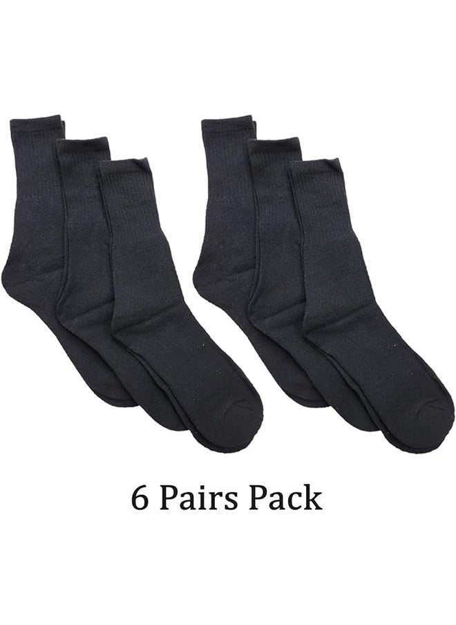 Tango Men's Everyday Cushion Comfort Crew Socks - Multipack - Free Size EU 40-45 (ALL BLACK - 6 Pairs Pack, 6)  - Image 2