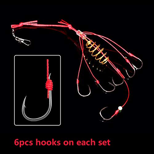 Dyxssm Fishing Feeder Carp Fishing Hooks with Fishing Spring Carp Feeder (Pack of 4) (Red, 8#) - Image 3