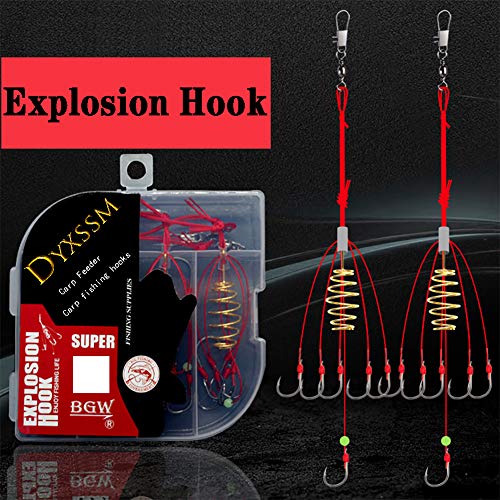 Dyxssm Fishing Feeder Carp Fishing Hooks with Fishing Spring Carp Feeder (Pack of 4) (Red, 8#) - Image 5